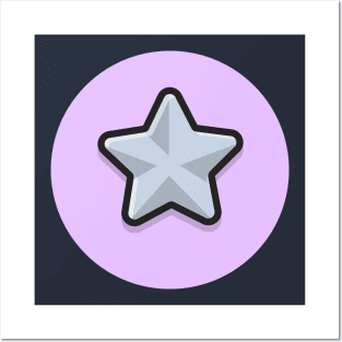 Silver Star Cartoon Vector Icon Illustration Posters and Art